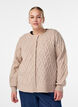 Kabelstrikket cardigan med perleknapper, Beige, Model image number 0