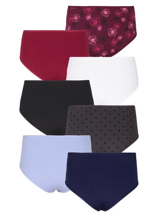 Zizzi 7-pack hipstertruse med vanlig midje, Mørk Bordeaux, Packshot image number 1