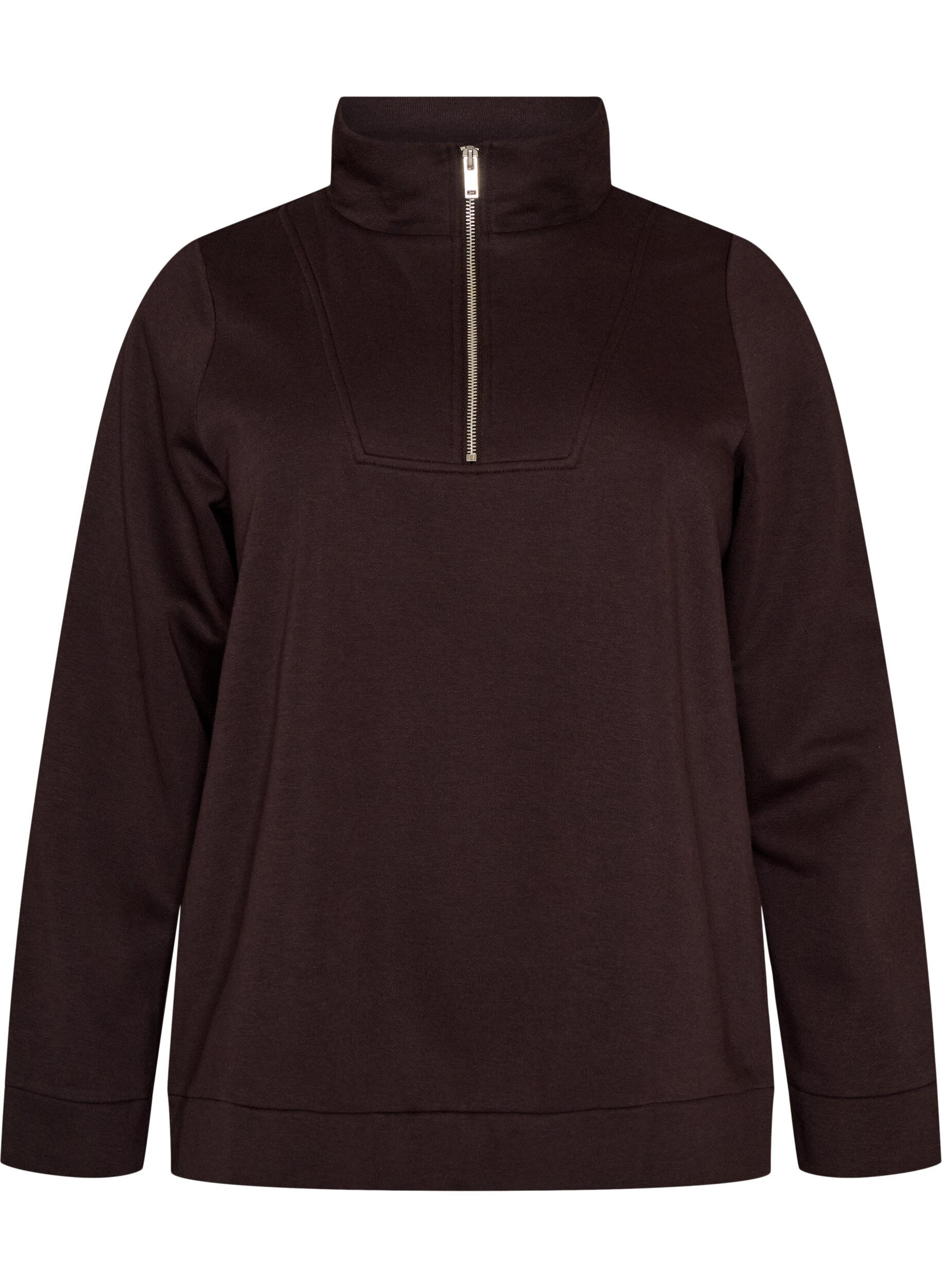 ZizziGenser med h&oslash;y krage og glidel&aring;s, Brun, Packshot image number 0