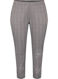 Cropped Maddison bukser med rutete mønster, Beige Brown Check