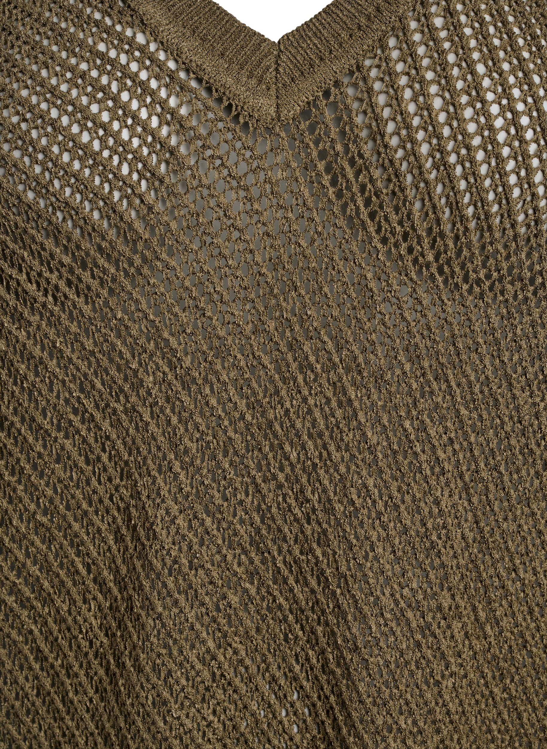 Zizzi FLASH - Kortermet strikket bluse med v-hals, Gr&oslash;nn, Packshot image number 2