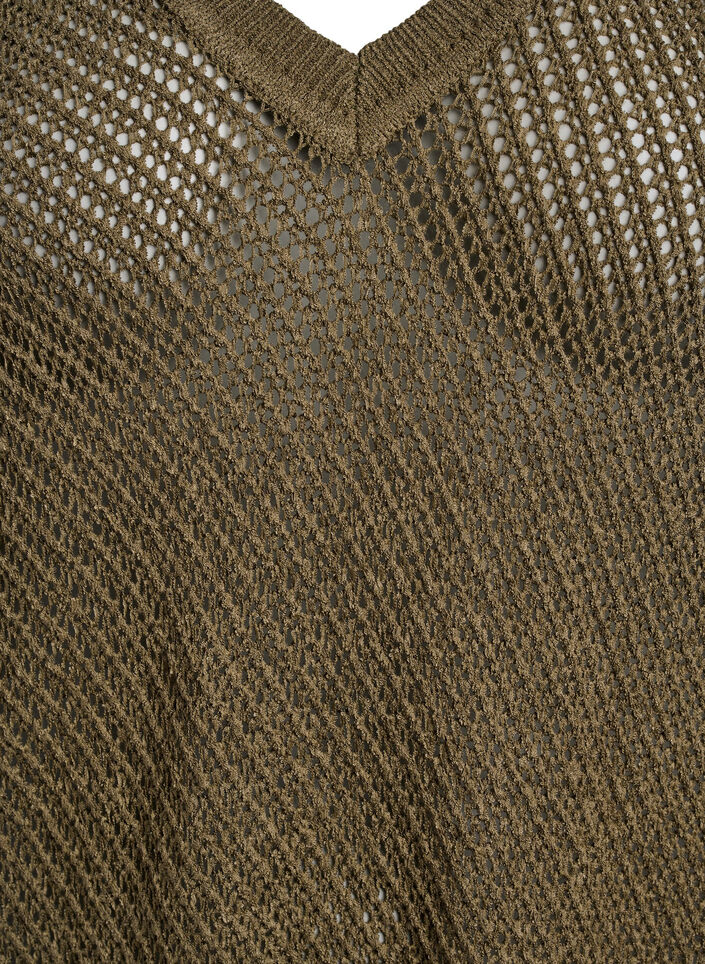 FLASH - Kortermet strikket bluse med v-hals, Grønn, Packshot image number 2