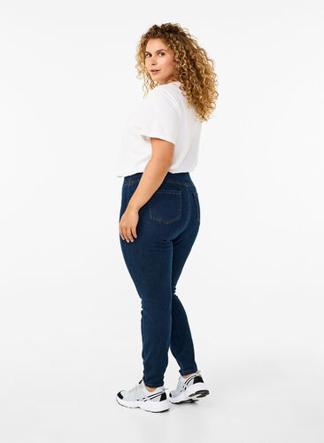 Zizzi Elastiske jeggings med høy midje, Dark Blue, Model image number 1