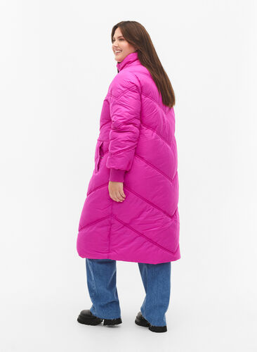 Lang puffer-vinterjakke, Rose Violet, Model image number 1