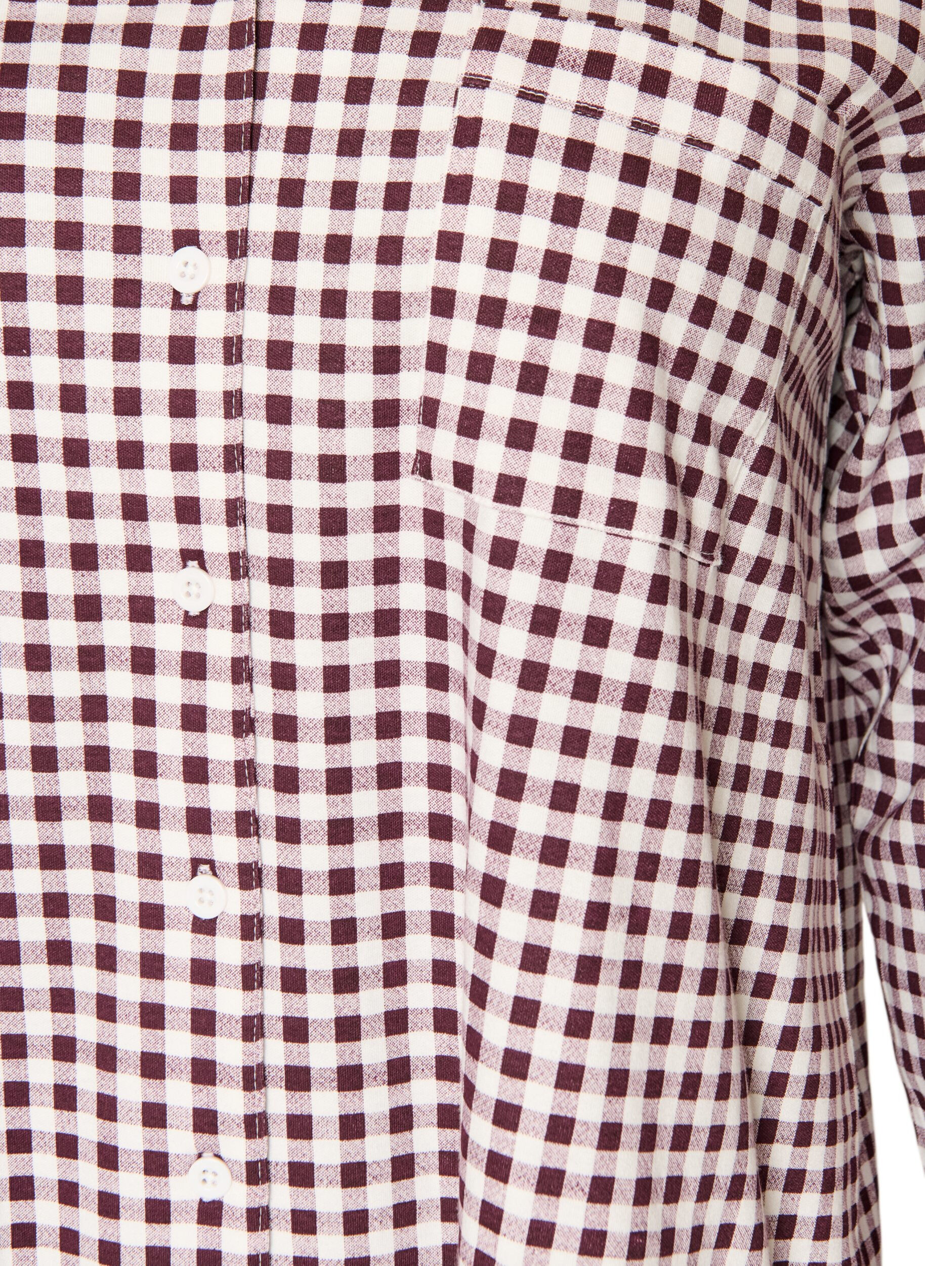 ZizziBomullspyjamaskjorte med brystlomme, R&oslash;d, Packshot image number 2