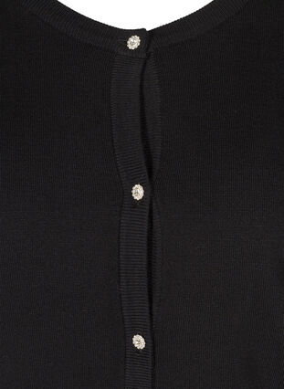 Kort strikket cardigan med dekorative knapper, Black, Packshot image number 2