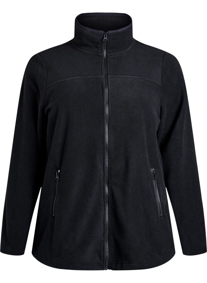 Fleecejakke med lommer, Svart, Packshot image number 0