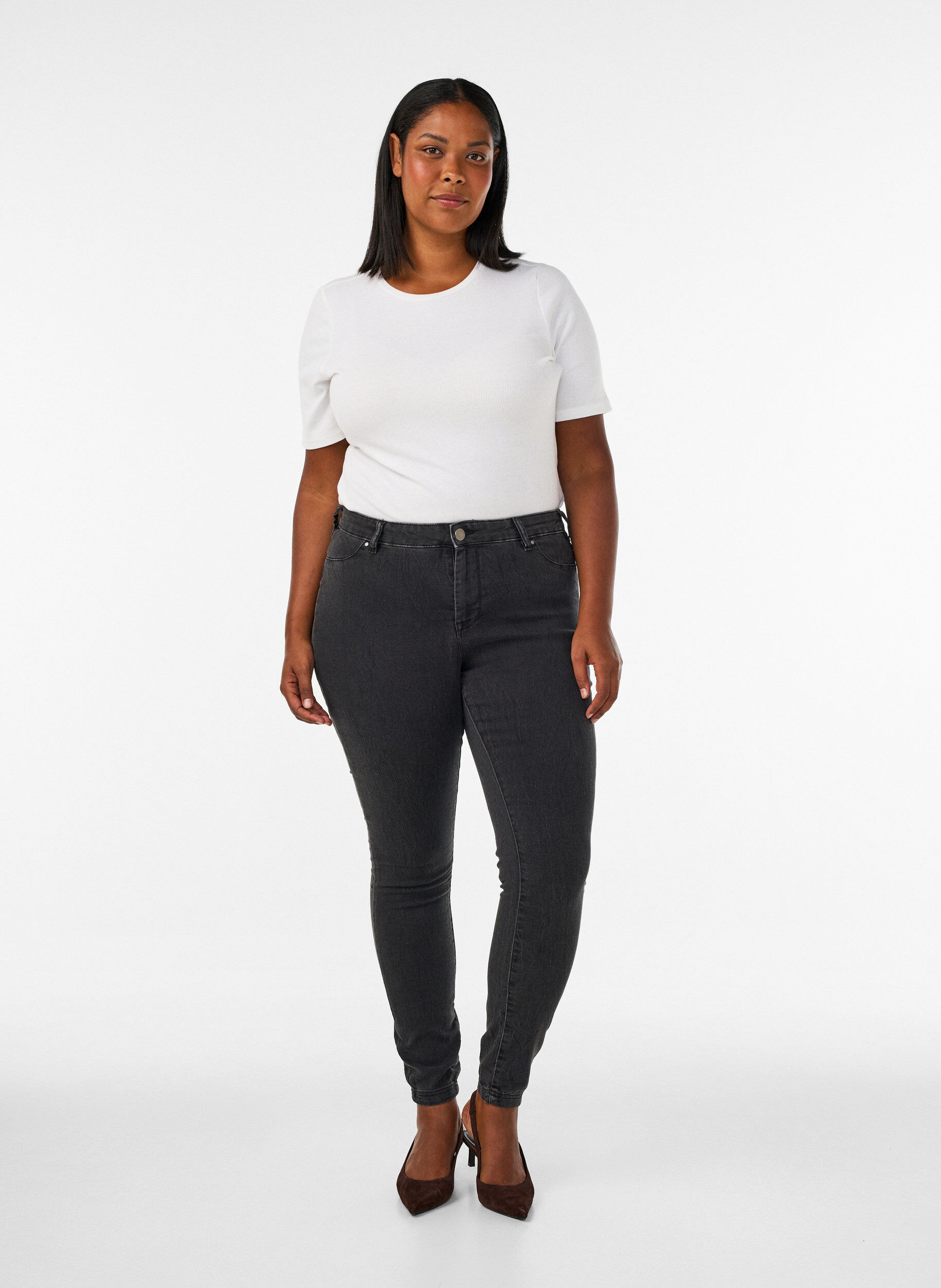 Jeggings i bomullsblanding, Grey Denim, Model