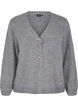 Strikket cardigan med sølvfarget sløyfe, Medium Grey Melange, Packshot image number 0