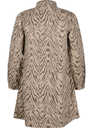 Zizzi Langermet denimkjole med sebratrykk, Brown Zebra AOP, Packshot image number 1