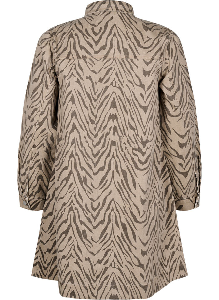 Langermet denimkjole med sebratrykk, Brown Zebra AOP, Packshot image number 1