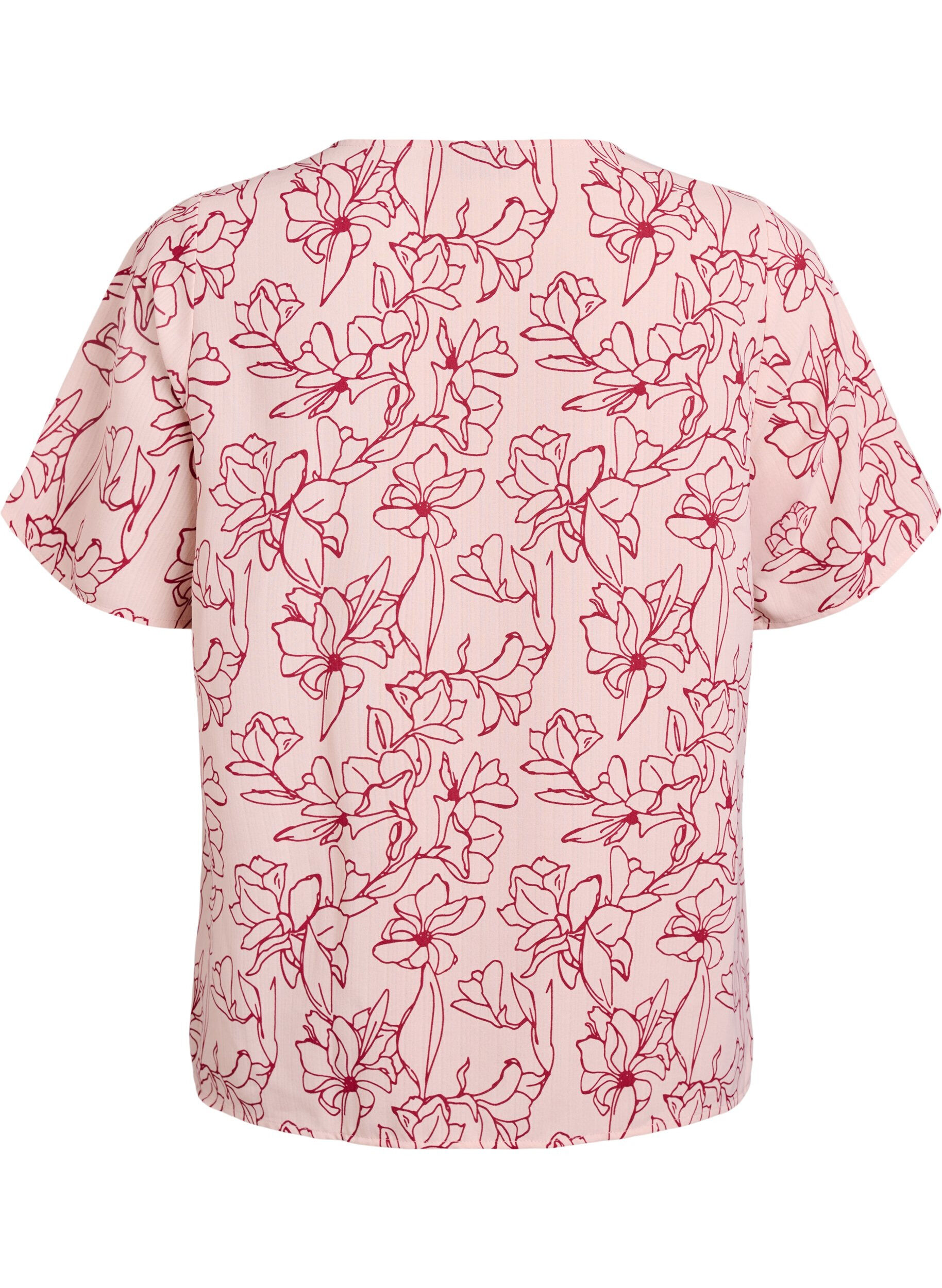 Zizzi Kortermet bluse med rund hals, Rosa, Packshot image number 1