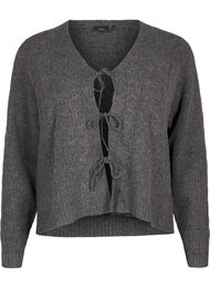 Strikket cardigan med knytedetaljer, Dark Grey Melange