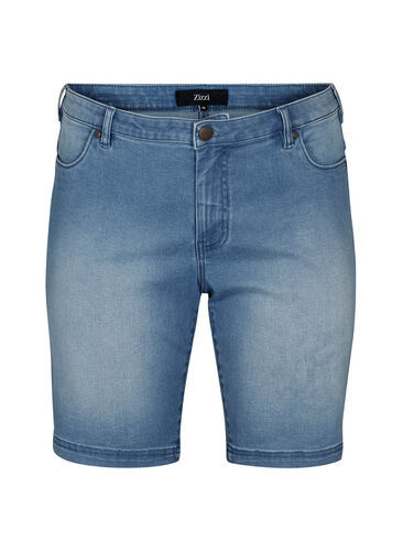 Slim fit Emily shorts med normal midje, Light blue denim, Packshot image number 0
