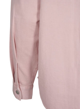 Zizzi Ensfarget dongeriskjorte med brystlommer, Pale Mauve, Packshot image number 4