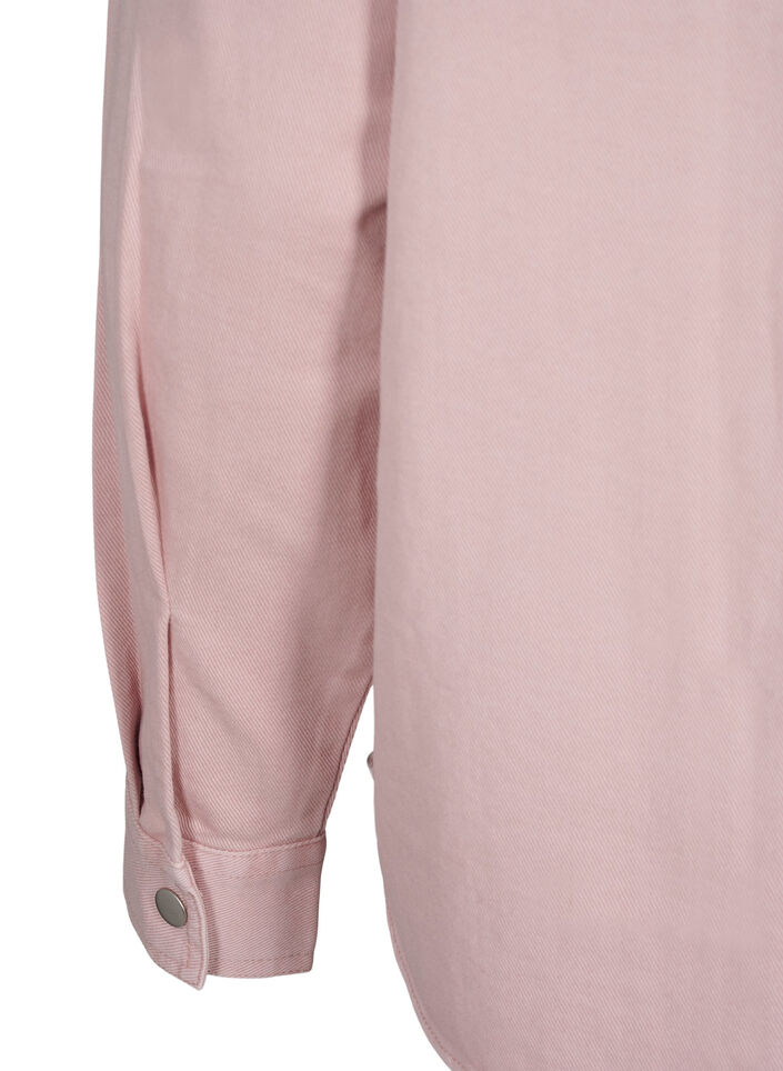 Ensfarget dongeriskjorte med brystlommer, Pale Mauve, Packshot image number 4