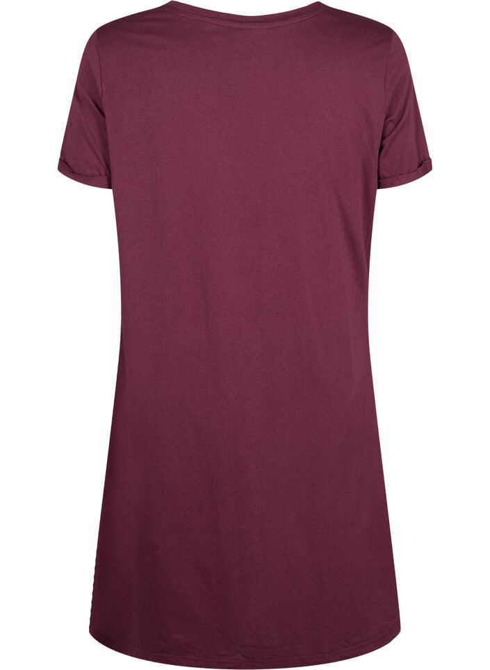 Kortermet nattkjole i økologisk bomull, Mørk Bordeaux, Packshot image number 1