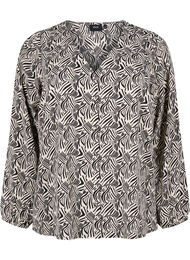 Skjortebluse med v-hals og trykk, Birch Graphic