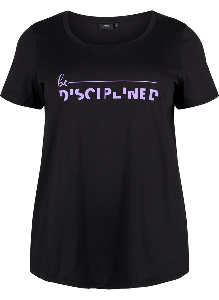Trenings-t-skjorte med trykk, Black w. Disciplined, Packshot image number 0
