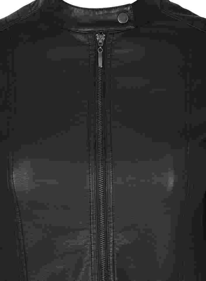 Jakke i imitert skinn med lommer, Black, Packshot image number 2