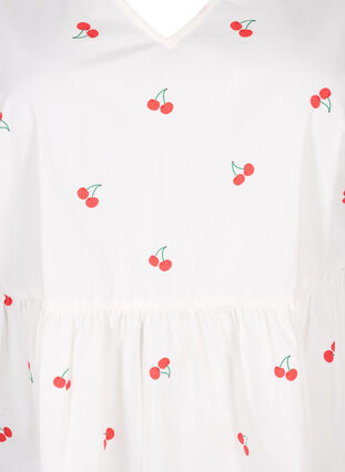Kjole med kirsebærtrykk og A-lineskåret passform, B. White/Cherry, Packshot image number 2