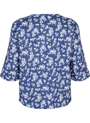 Blomstret nattskjorte med 3/4-ermer, V. Indigo Flower AOP, Packshot image number 1