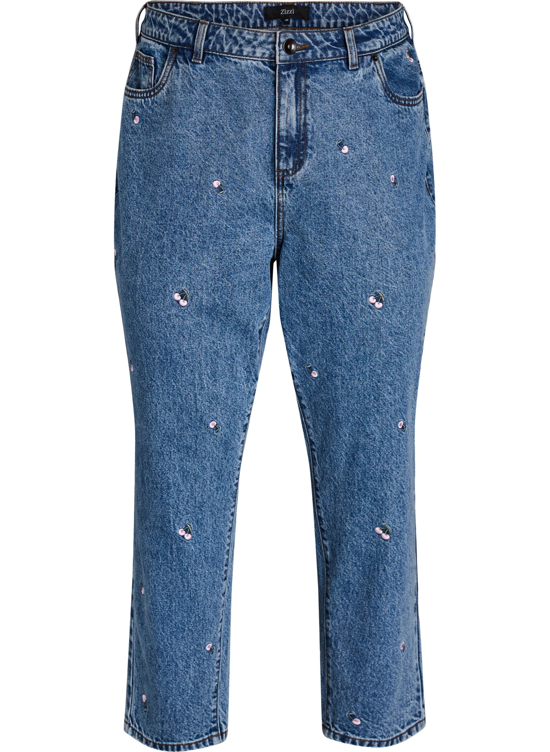 Mille mom-fit jeans med broderi
