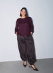 Bluse med vertikal struktur og glittertr&aring;d, R&oslash;d, Model image number 1