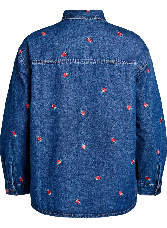 Denimskjorte med broderte jordbær, B. D. Strawberries, Packshot