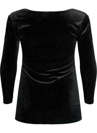 Kort kjole i velour med blonder, Black, Packshot image number 1