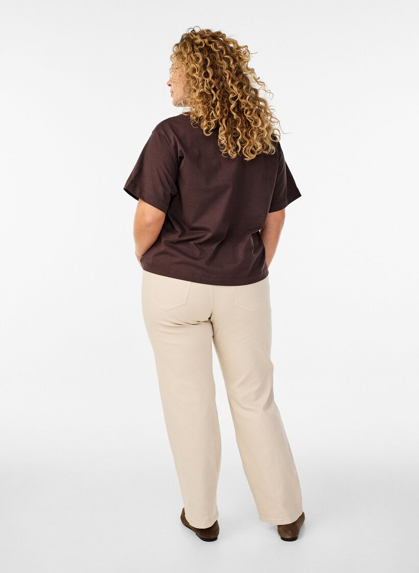 Gemma jeans med høy midje, Beige, Model image number 1