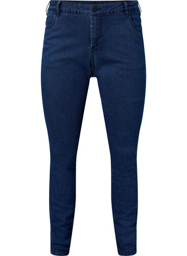 Ekstra slim Sanna jeans med normal høyde på livet, Dark blue, Packshot image number 0