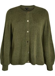 Cardigan i myk strikk med gullfargede knapper, Gr&oslash;nn