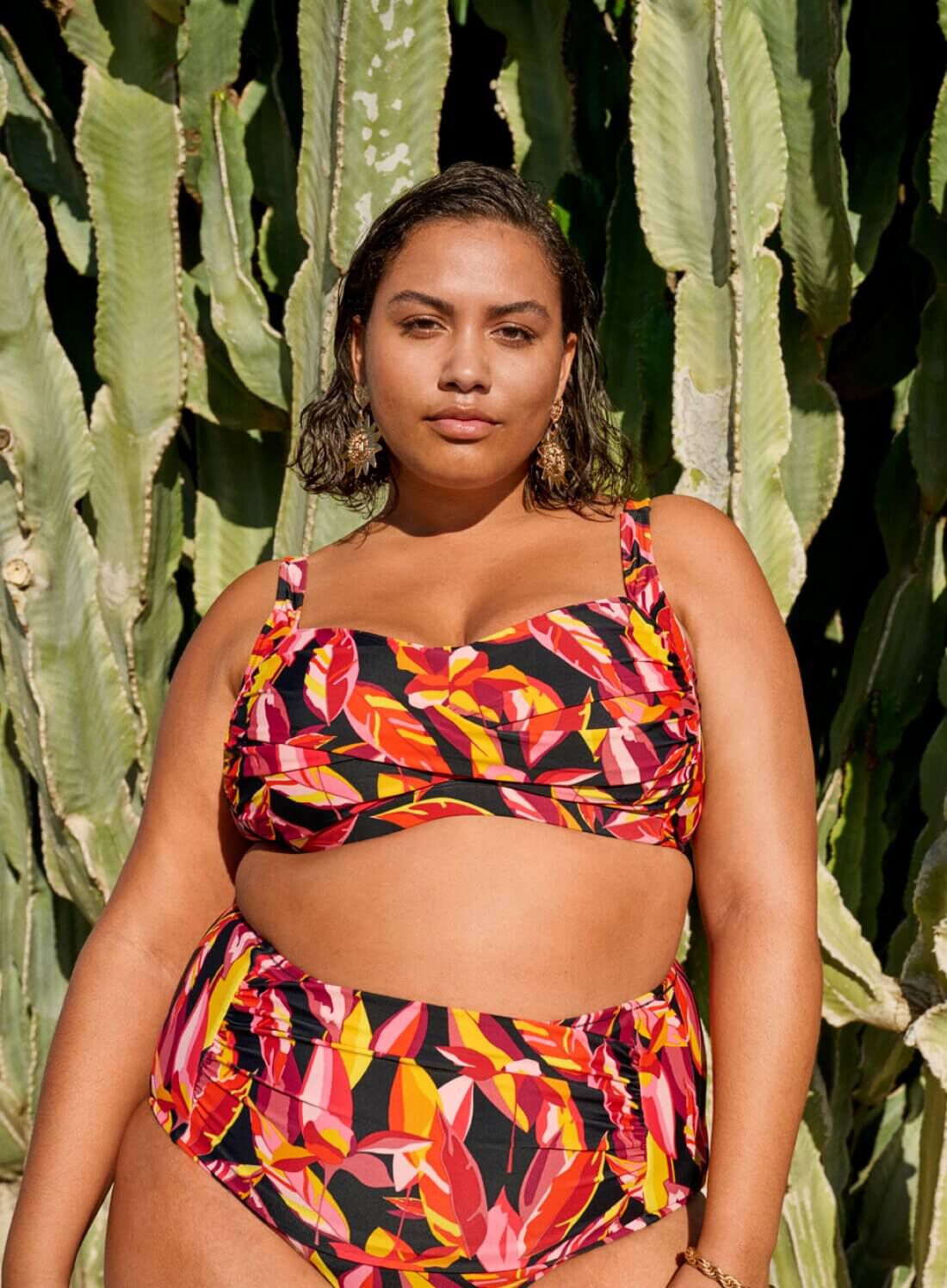 Zizzi Bikinisett med blader, , Model