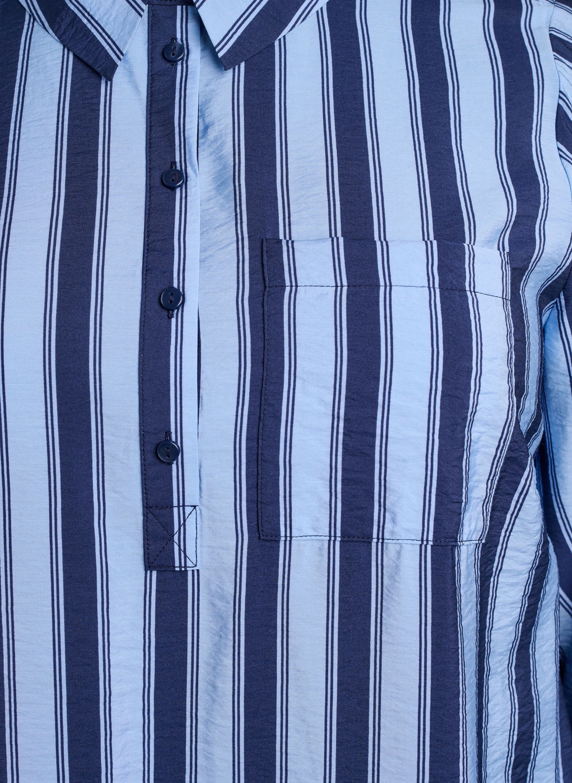 Zizzi Kort kjole med krage og brystlomme, Bl&aring;, Packshot image number 2