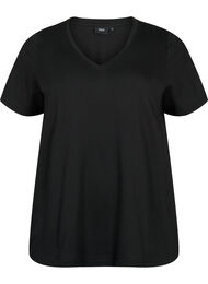 Kortermet T-skjorte med V-hals, Black