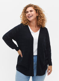 Stripet tone-på-tone cardigan, Navy Blazer, Model