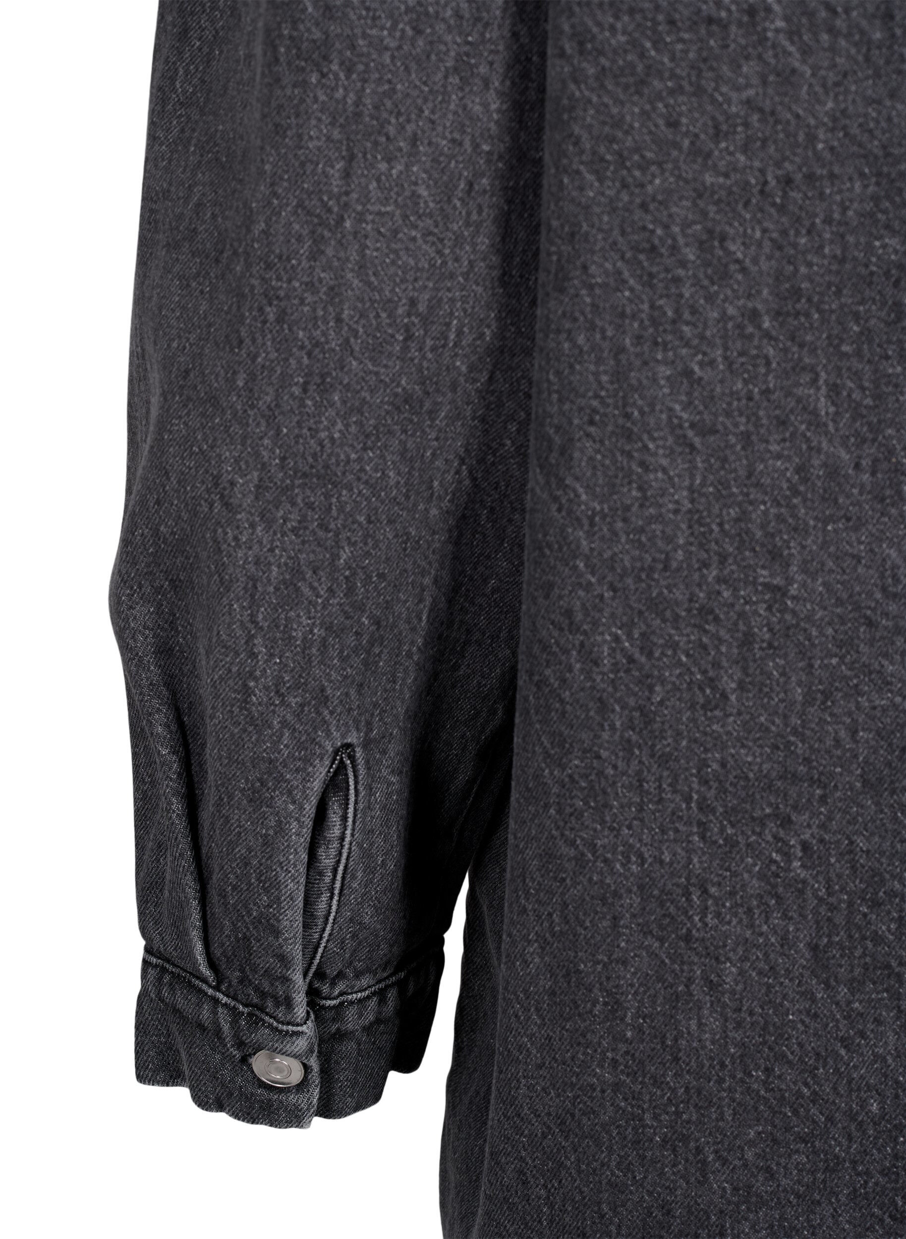 Zizzi L&oslash;stsittende denimjakke med knapper, Grey Denim, Packshot image number 4