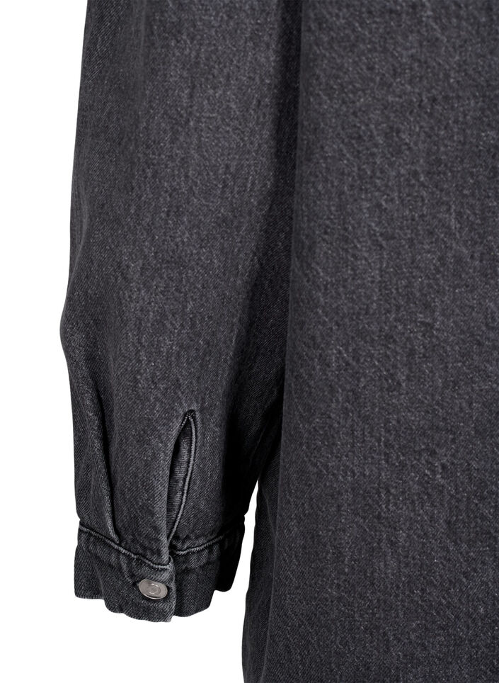 Løstsittende denimjakke med knapper, Grey Denim, Packshot image number 4