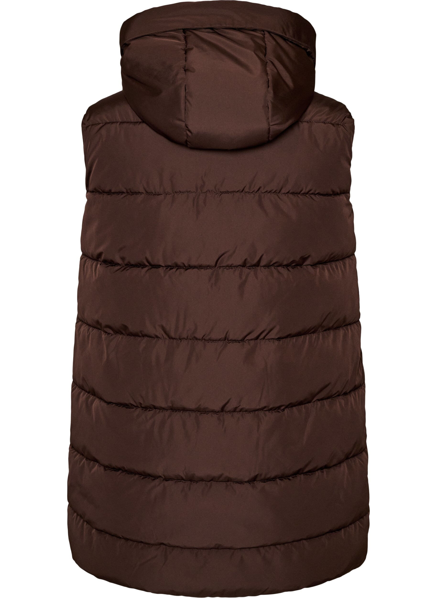 ZizziLang vest med hette og lommer, Brun, Packshot image number 1