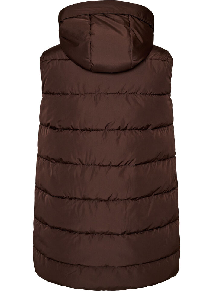 Lang vest med hette og lommer, Brun, Packshot image number 1