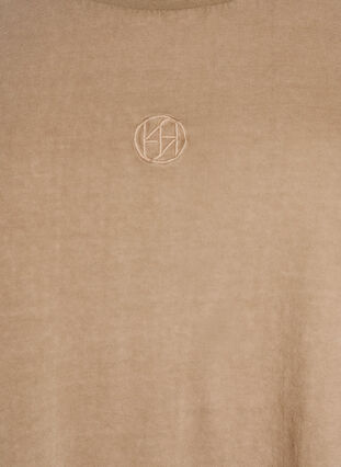 Zizzi T-skjorte i organisk bomull med et vasket utseende, Beige, Packshot image number 2