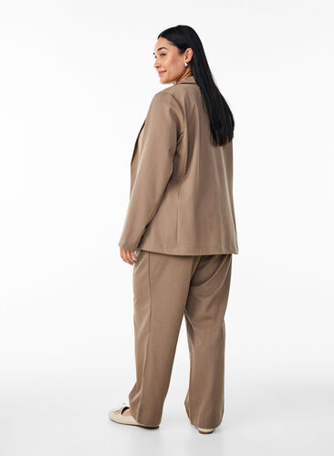 Zizzi Loose fit bukser med høy midje, Brun, Model image number 1