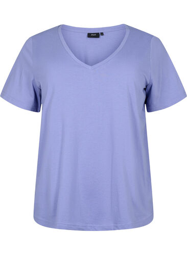 Kortermet T-skjorte med V-hals, Lavender Viloet, Packshot image number 0