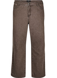 Jeans med straight fit i farget denim, Brun Jeans med straight fit i farget denim
