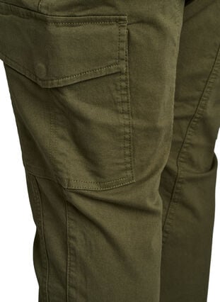Zizzi Slim fit bukser med cargolommer, Grønn, Packshot image number 3