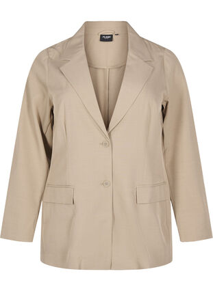 Zizzi FLASH - Blazer med lommer og splitt, Beige, Packshot image number 0