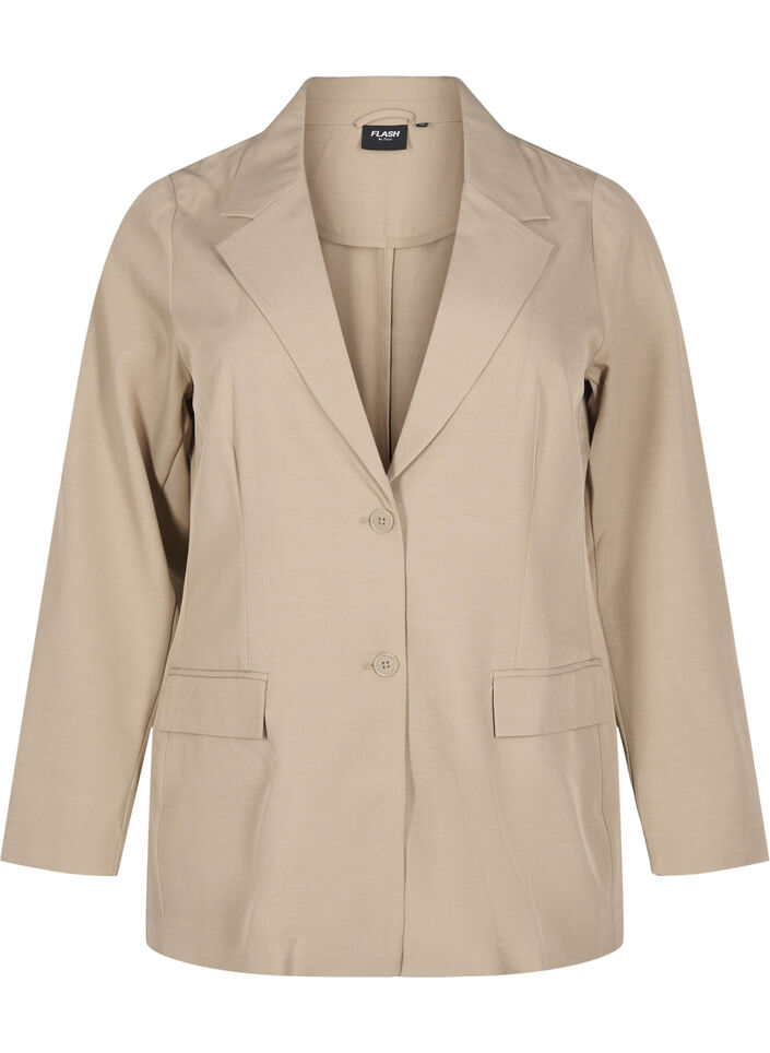 FLASH - Blazer med lommer og splitt, Beige, Packshot image number 0