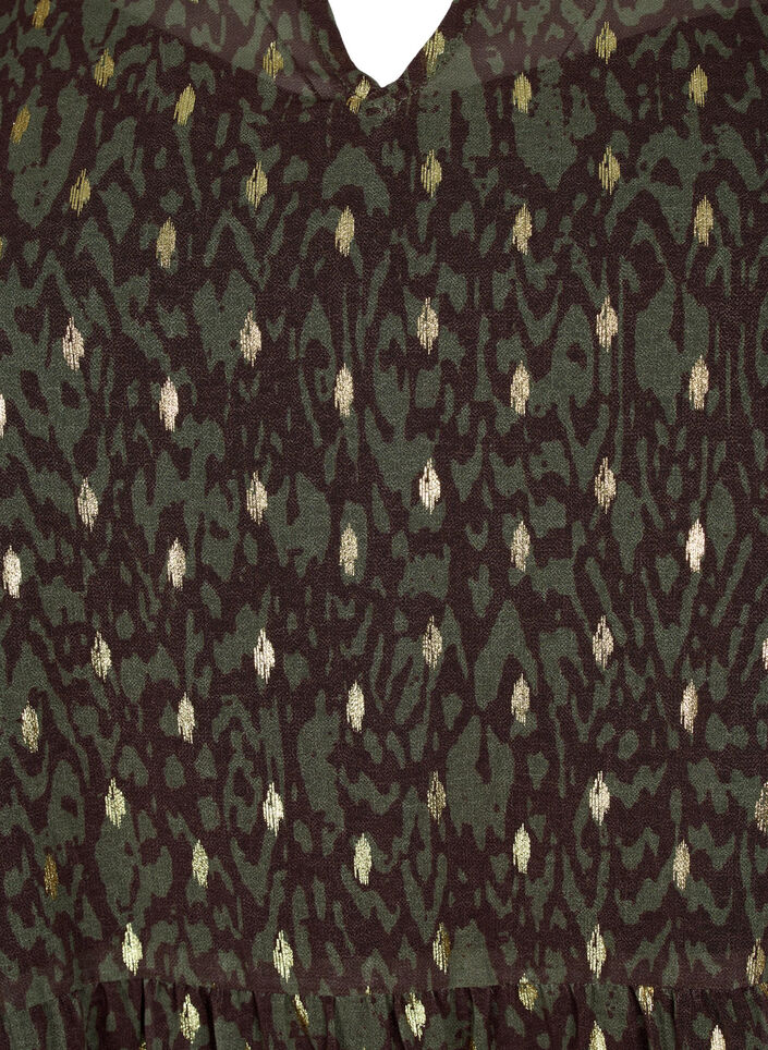 Tunika med trykk og lurex, Green Ethnic AOP, Packshot image number 2