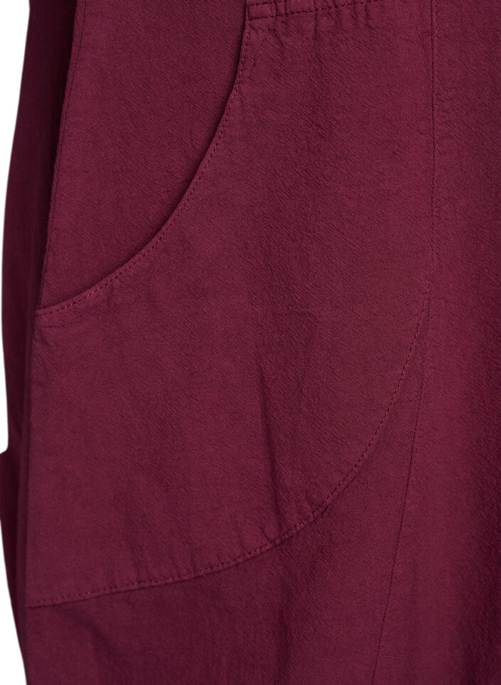 Kortermet bomullskjole, M&oslash;rk Bordeaux, Packshot image number 3